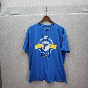 2019 Stanley Cup Champs St. Louis Blues Majestic Threads Blue T-Shirt XL 100% Co
